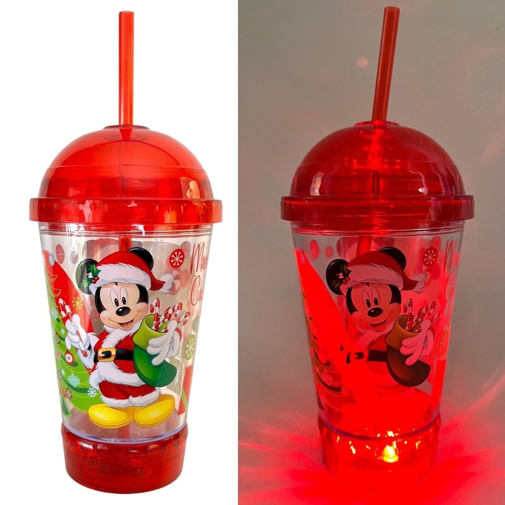 Coolites Disney Mickey Mouse Christmas Tumbler Holiday Flashing Light Dome NEW